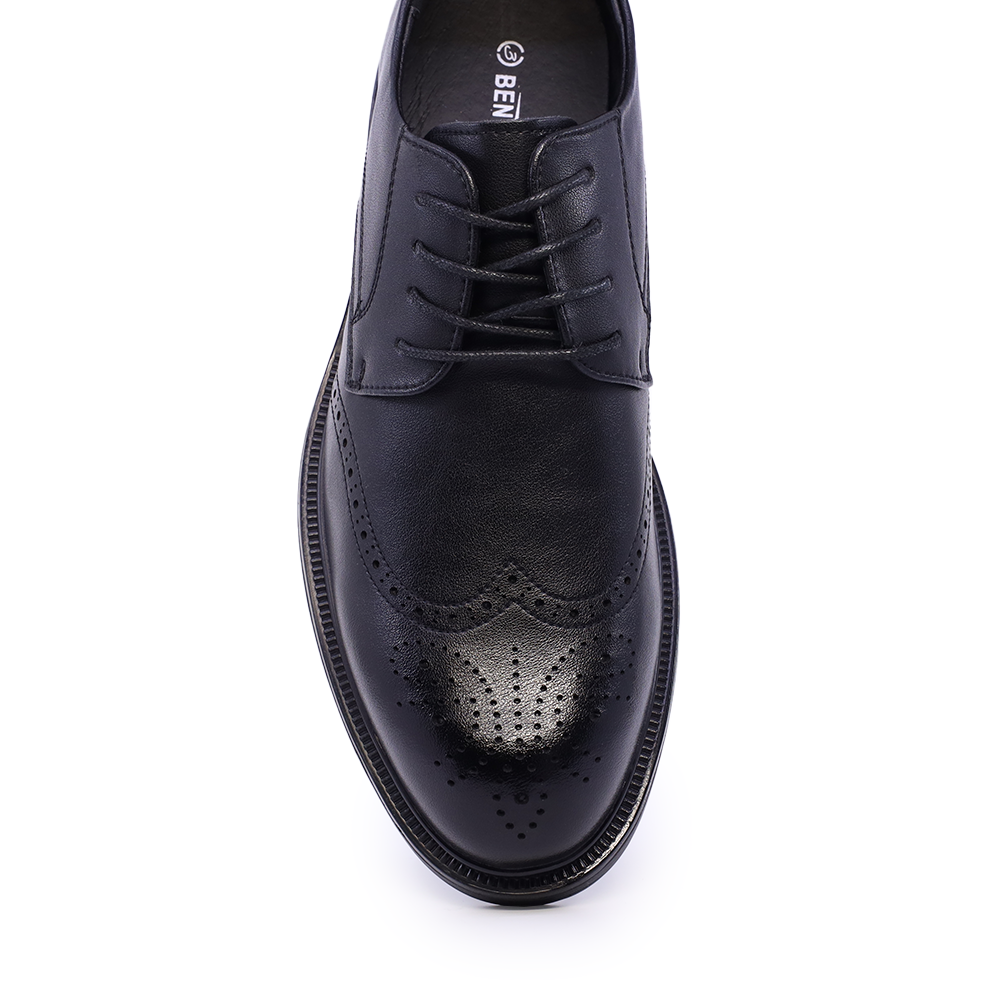 Pantofi derby bărbați Benvenuti negri din piele 3859bp042n