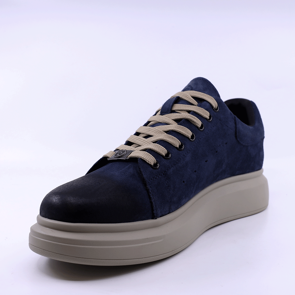 Sneakers ușori bărbați Benvenuti bleumarin din piele întoarsă 3859BP311VBL