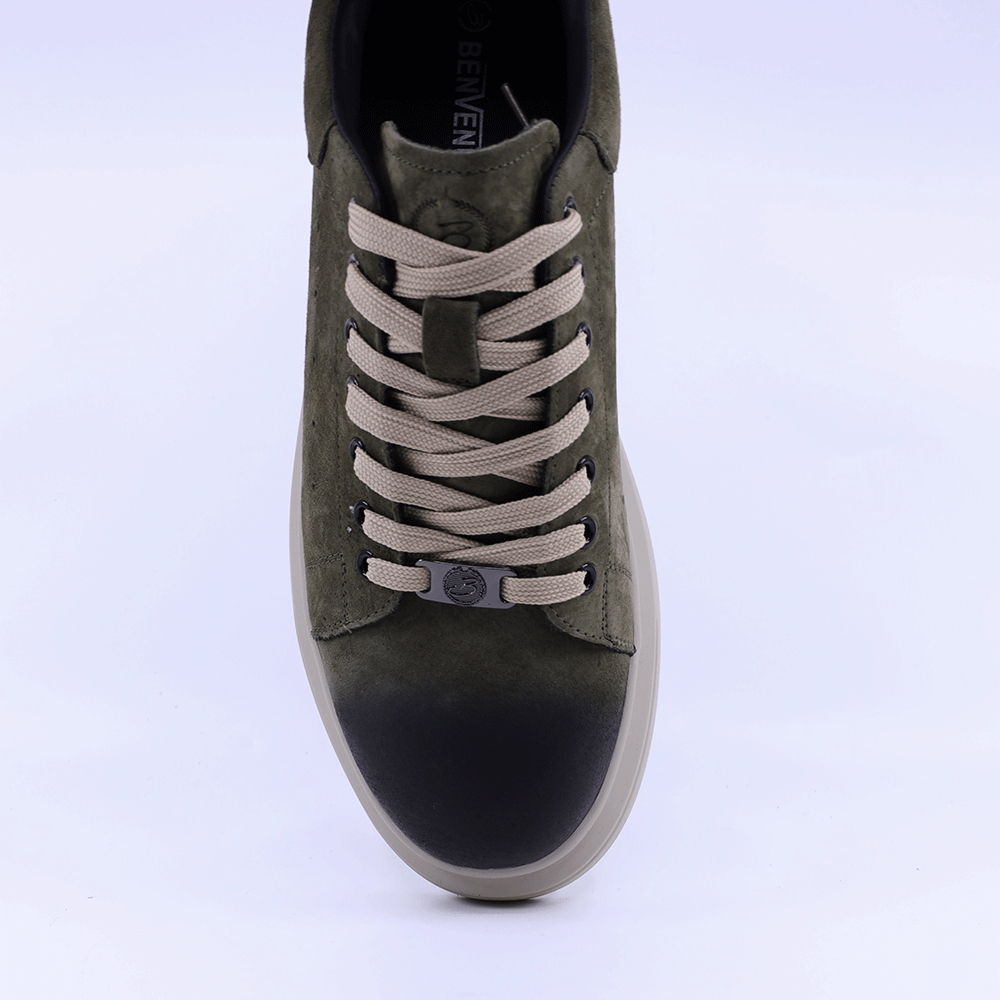 Sneakers ușori bărbați Benvenuti verzi din piele întoarsă 3859BP311VV