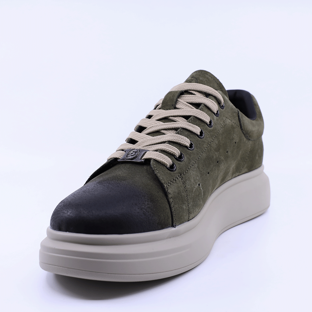 Sneakers ușori bărbați Benvenuti verzi din piele întoarsă 3859BP311VV