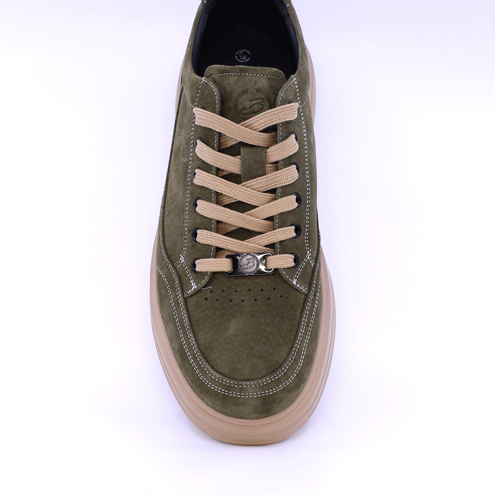 Sneakers ușori bărbați Benvenuti verzi din piele întoarsă 3859BP612VV