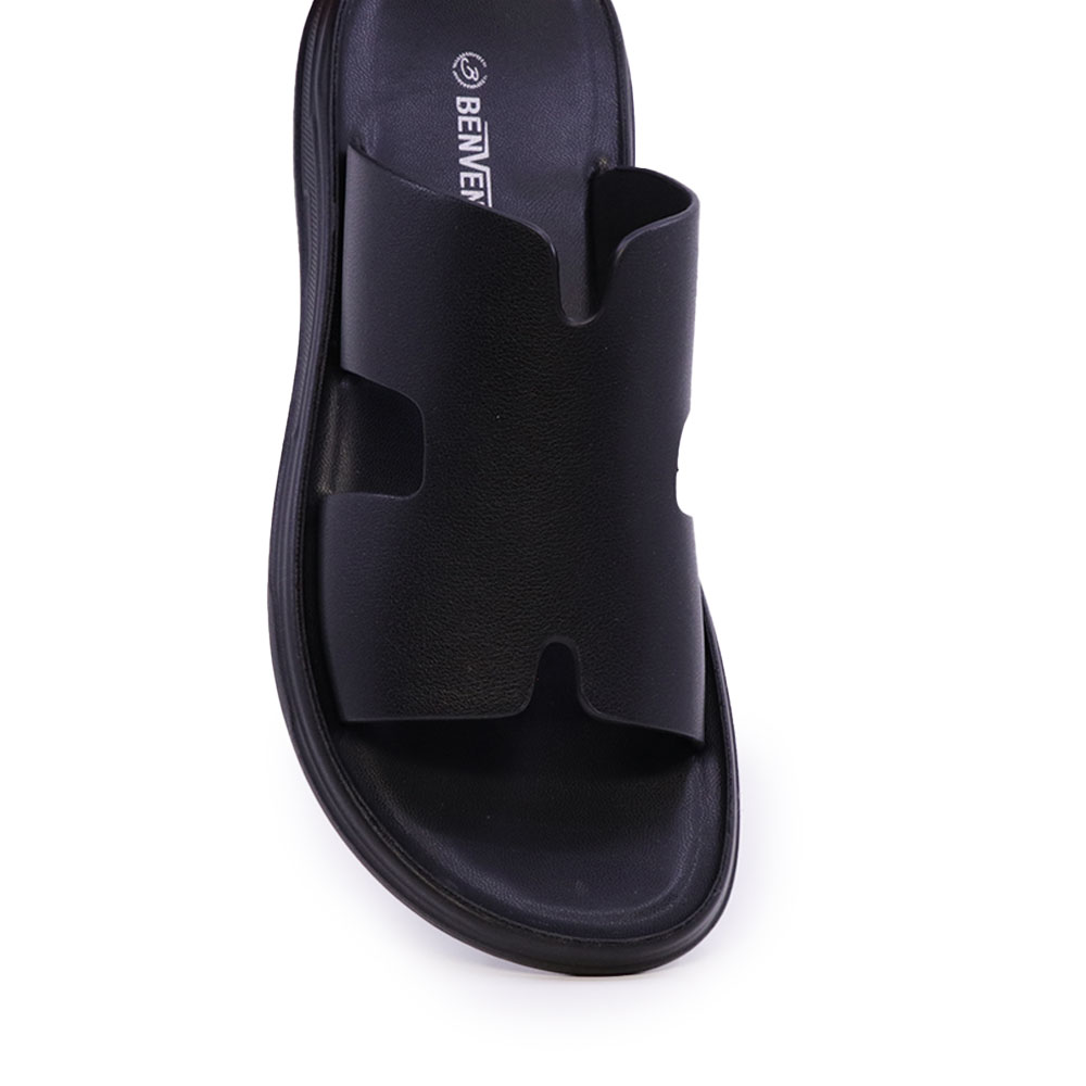 Benvenuti black leather men's clogs with flexible sole 3859BST614N