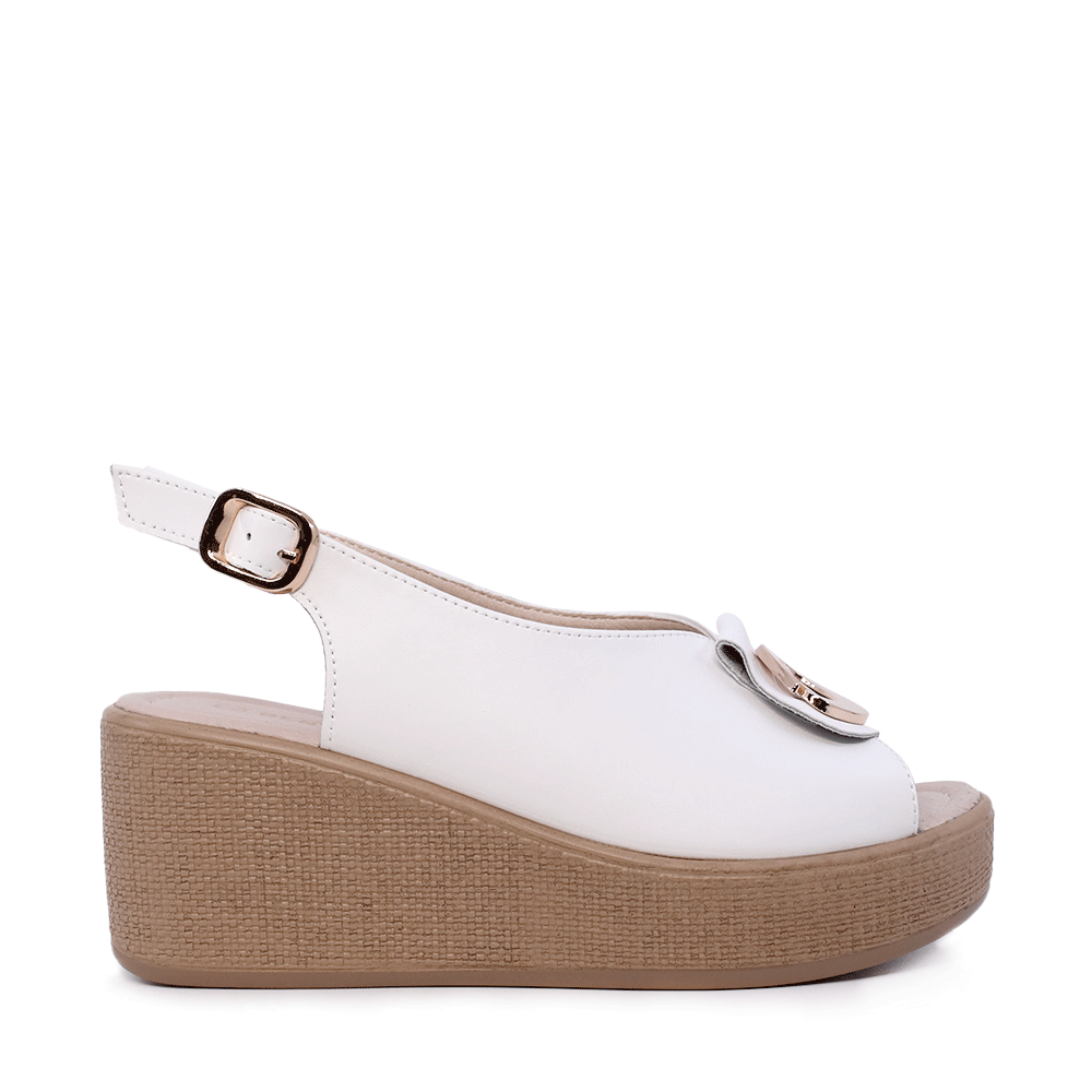 Sandale cu platforma femei Benvenuti albe din piele 1991DS0260A