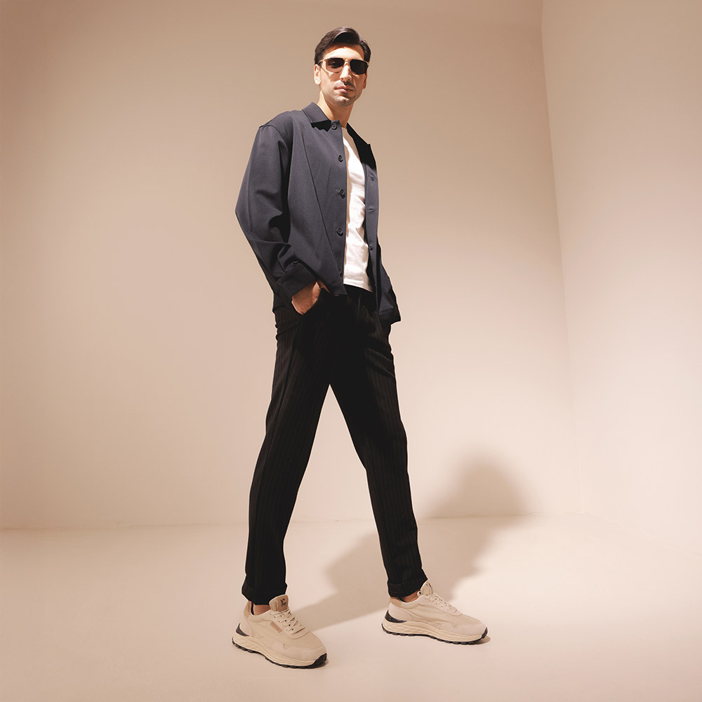 Sneakers bărbați Benvenuti bej din piele și textil 1321BP2100VBE - imagine 2