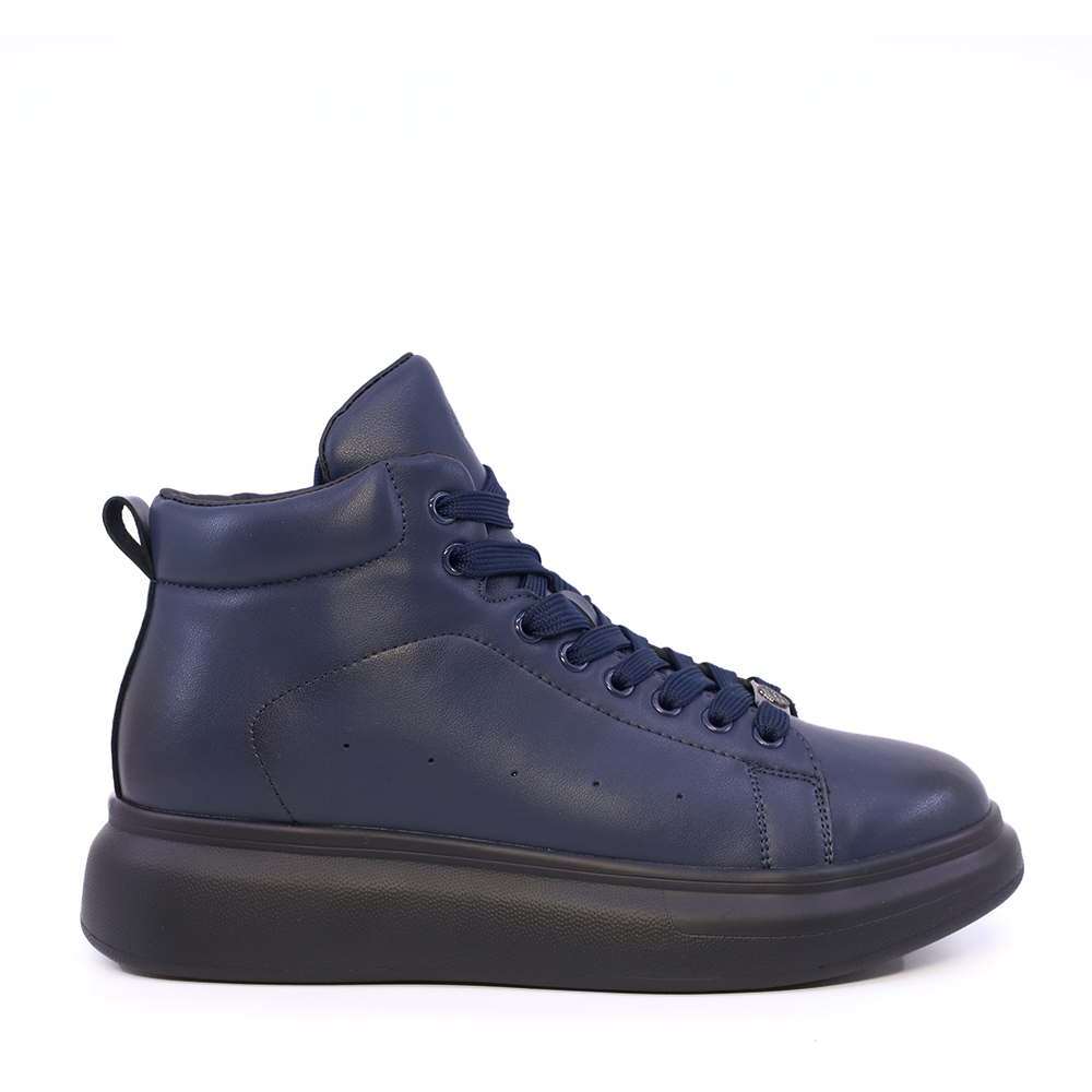 Sneakers high top bărbați  Benvenuti bleumarin din piele 3850BG227BL
