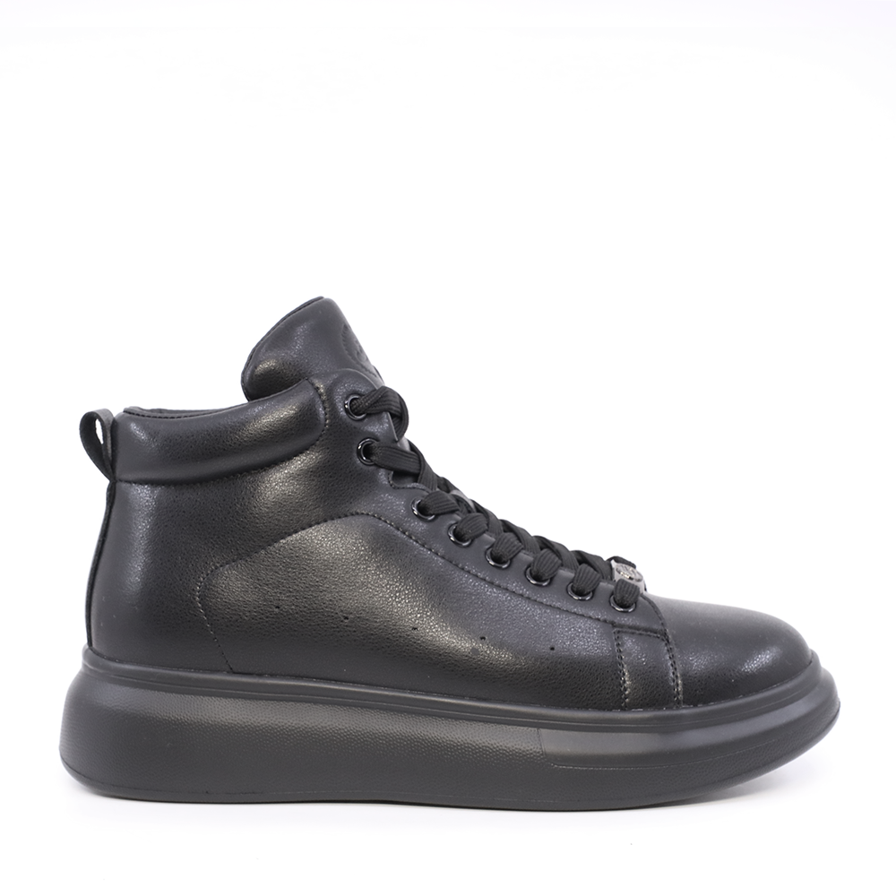 Sneakers high top bărbați  Benvenuti negre din piele  3850BG227N