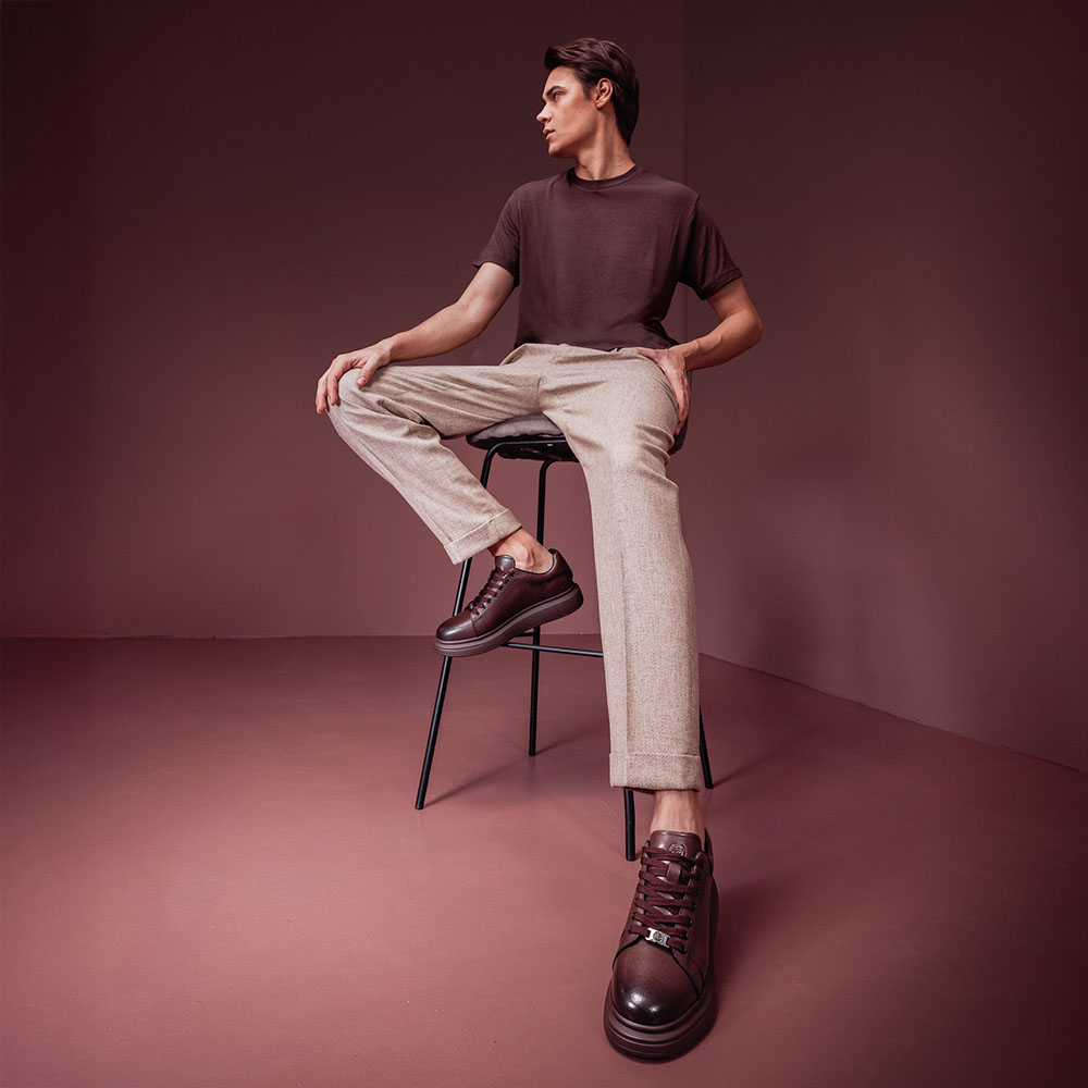 Sneakers ușori bărbați Benvenuti maro din piele 3850BP311M - 1 | YEO