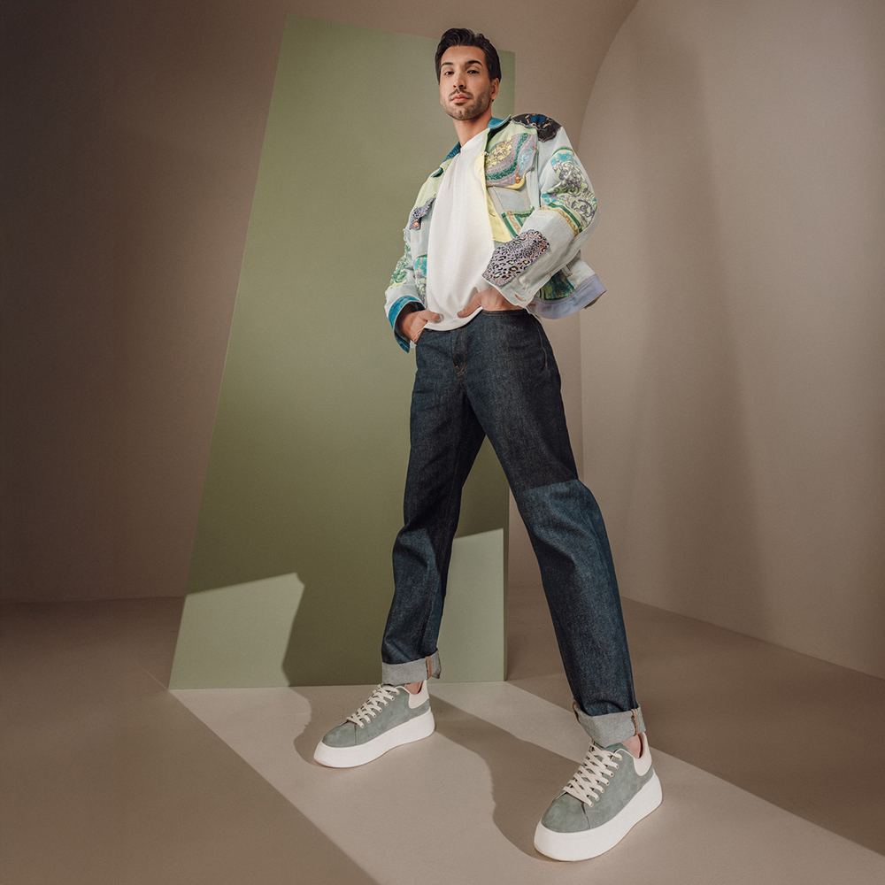 Sneakers ușori bărbați Benvenuti verzi din piele întoarsă  1921BP0079VV - imagine 2