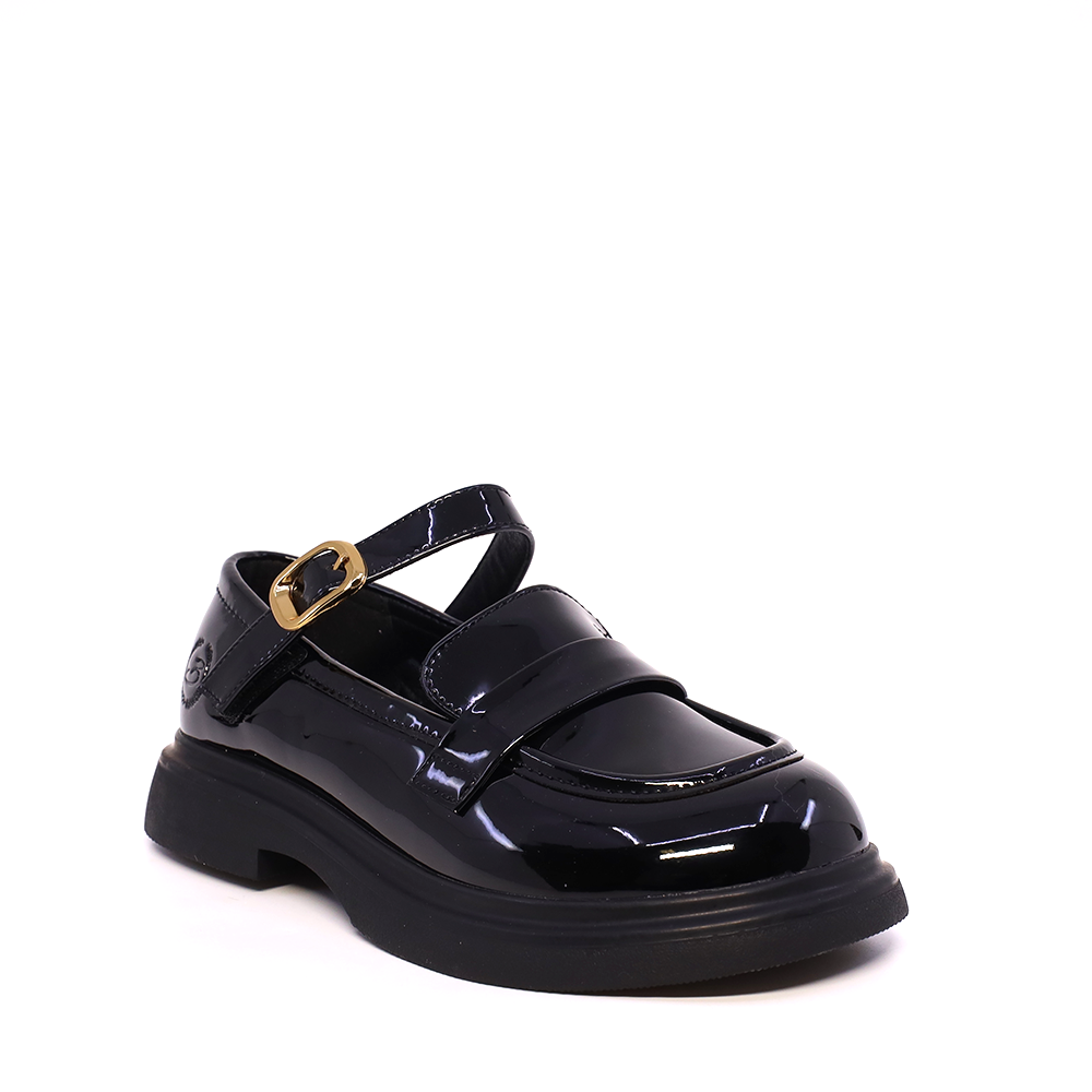 Pantofi Mary Jane fetițe Benvenuti  negri din piele lăcuită 3790FP006LN - 1 | YEO