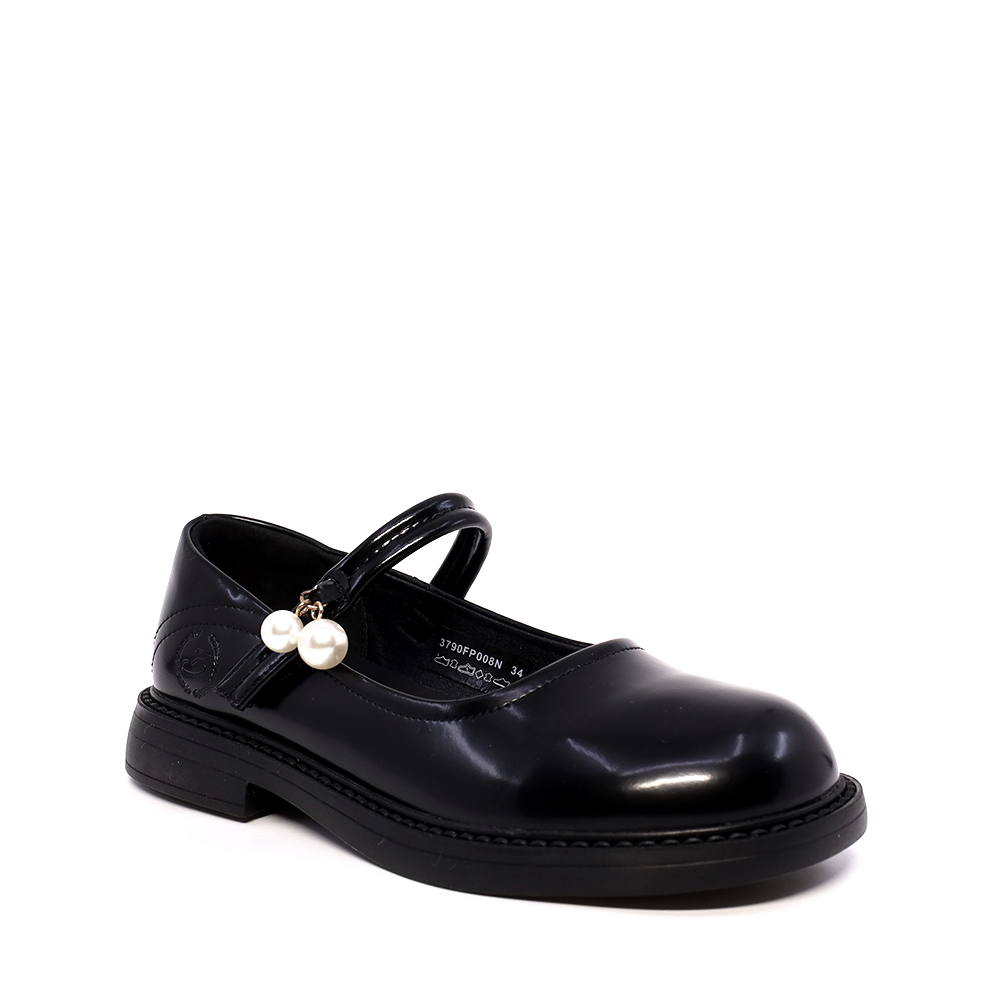 Pantofi Mary Jane fetițe Benvenuti  negri din piele naturală 3790FP008N - 1 | YEO