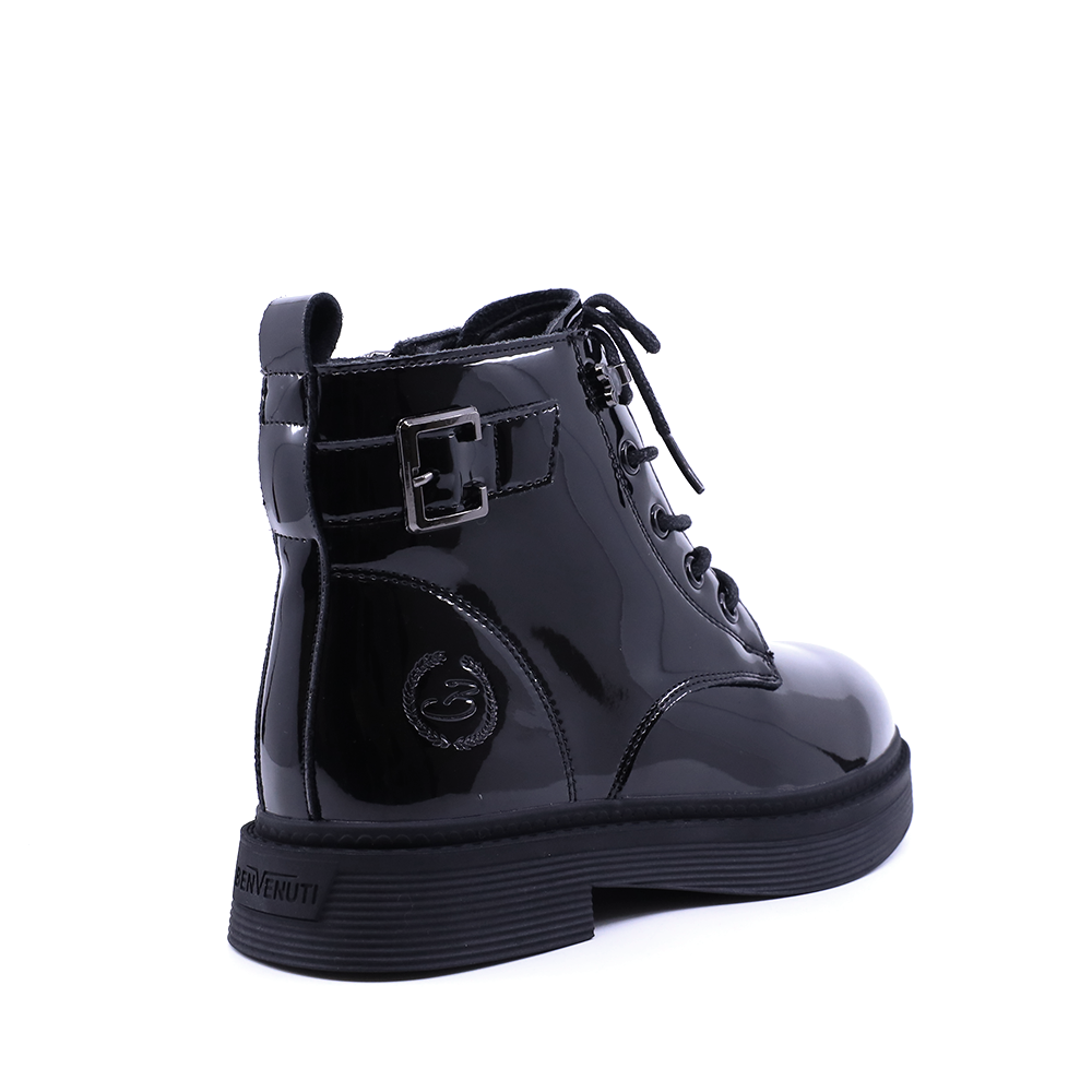 Ghete copii Benvenuti negre din piele naturală lăcuită 3790FG041LN