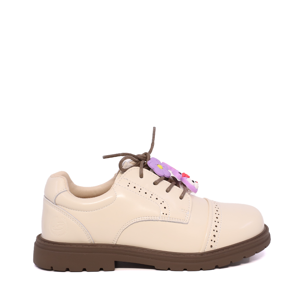 Pantofi derby fetițe Benvenuti  bej din piele naturală 3790FP010BE