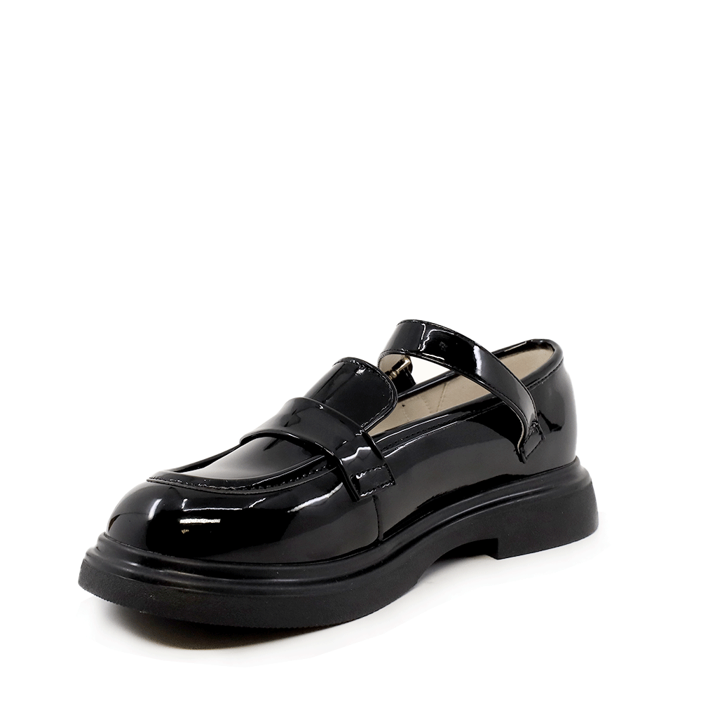 Pantofi Mary Jane fetițe Benvenuti  negri din piele lăcuită 3791fp006ln
