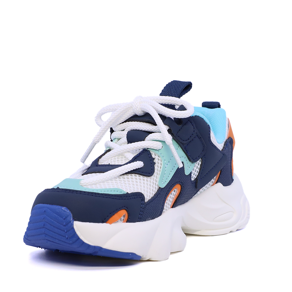 Sneakers baieți Benvenuti albi cu bleumarin din piele 3799MP210ABL
