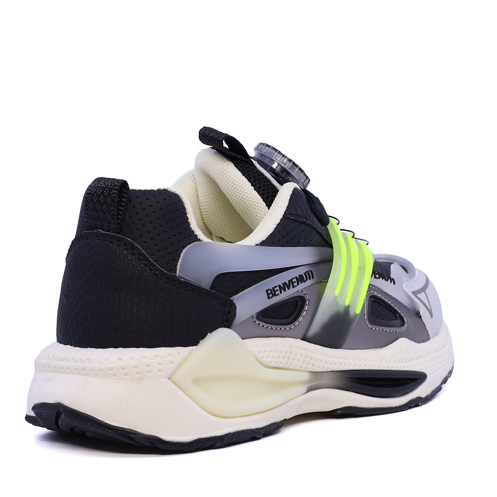 Sneakers baieți Benvenuti negri din piele 3799MP150N