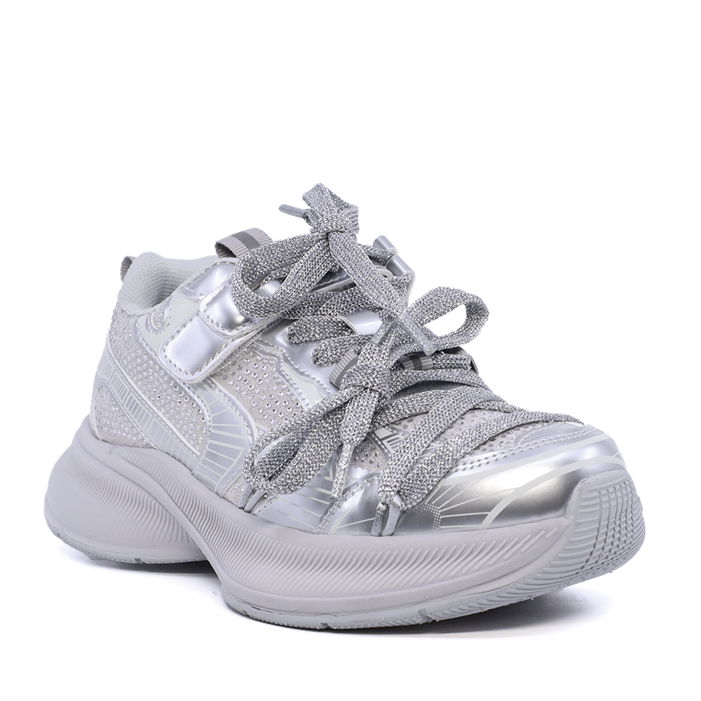 Sneakers fetițe Benvenuti argintii din piele cu ștrasuri 3799FP260AG - 1 | YEO