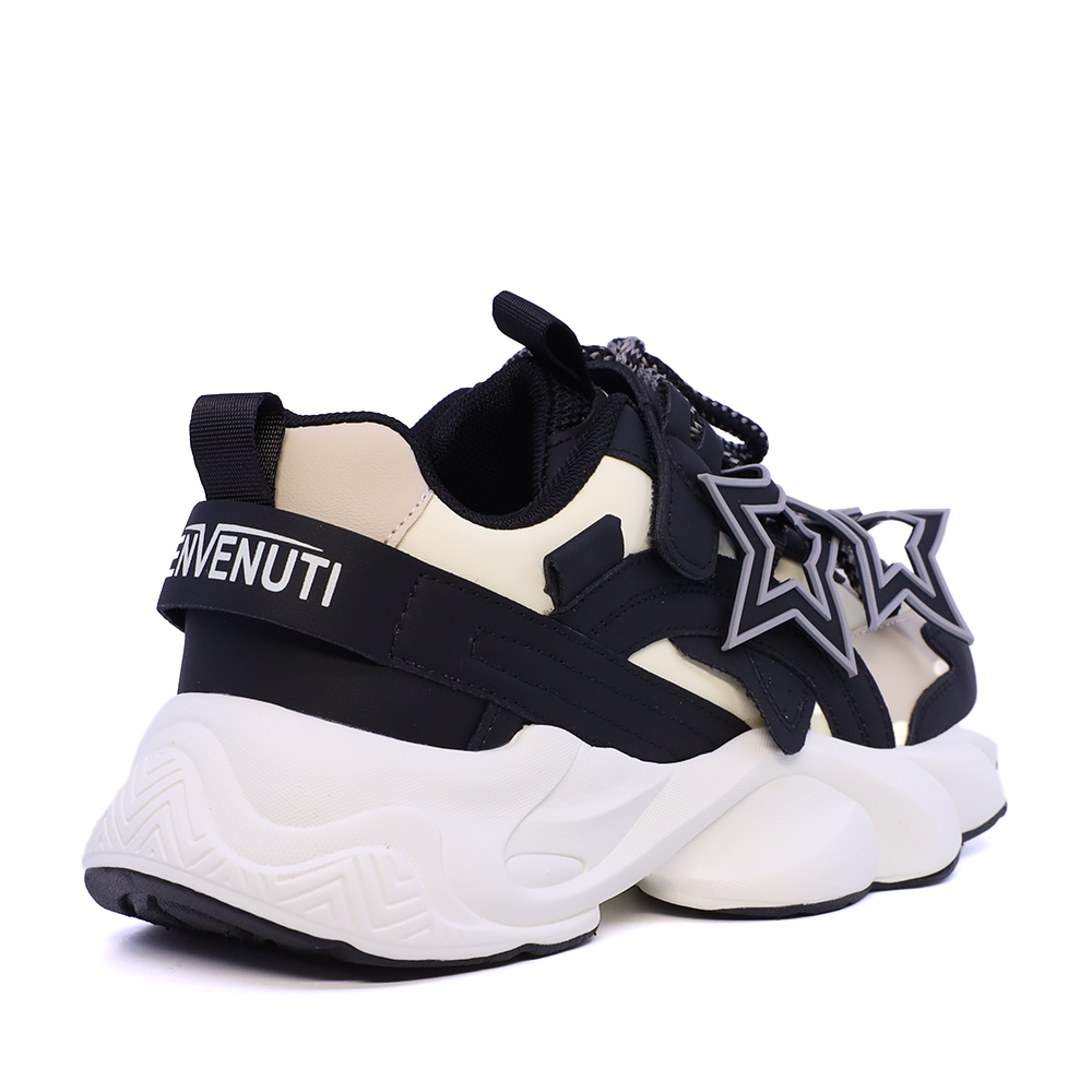 Sneakers fetițe Benvenuti negri din piele 3799FP160N