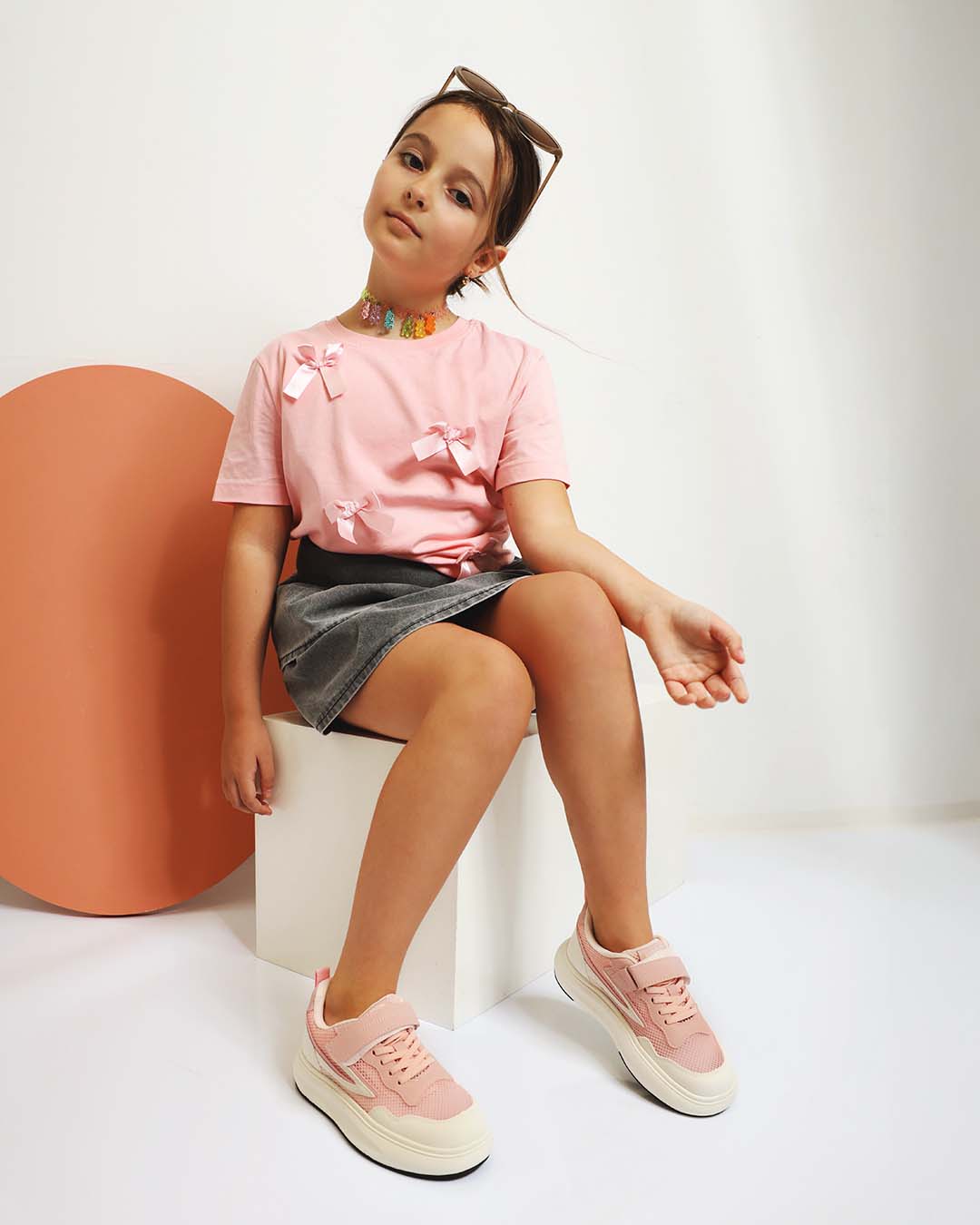 Sneakers fetițe Benvenuti roz din piele 3799FPF220RO - 1 | YEO