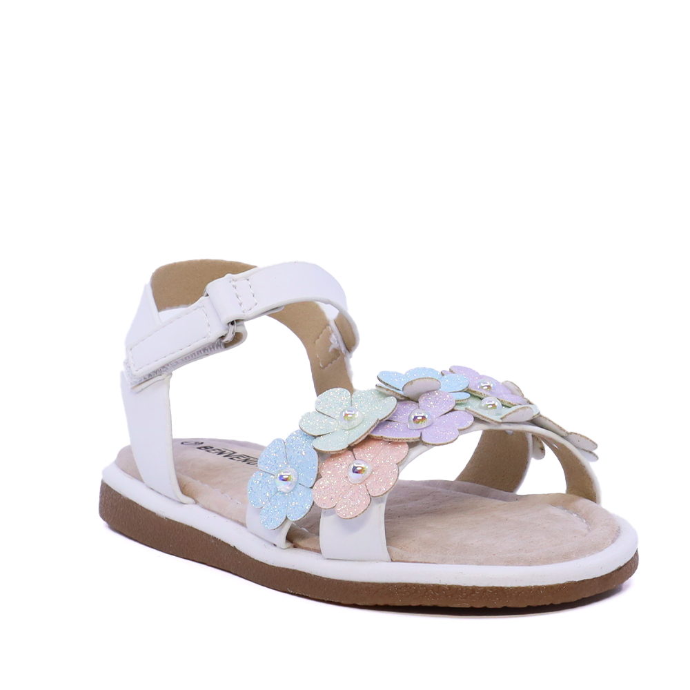 Sandale cu floricele fete Benvenuti albe 2571FS2329A - imagine 2
