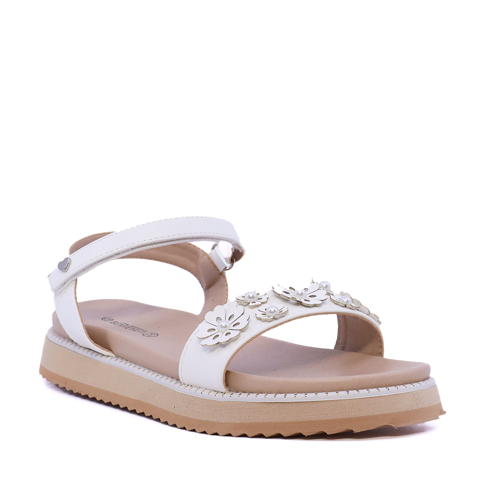 Sandale cu floricele fete Benvenuti albe 2571FS6146A - imagine 2