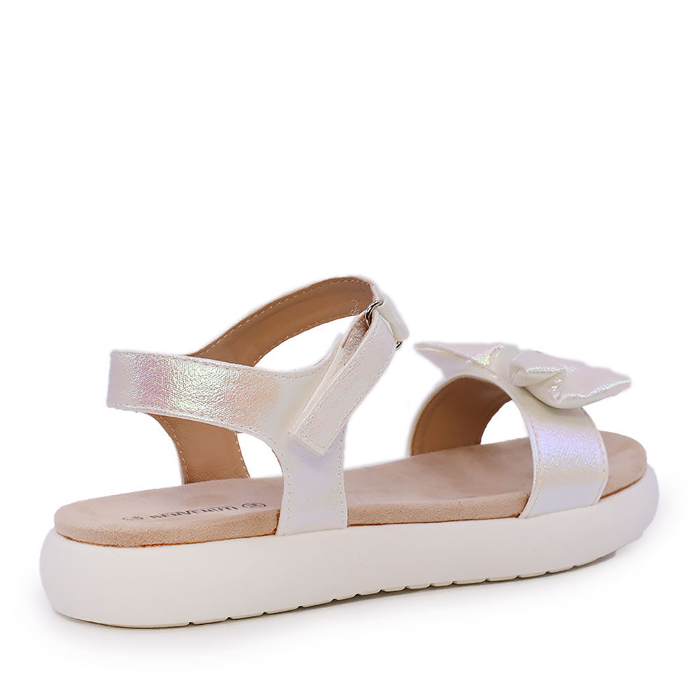 Solo Donna girls' white sandals with decorative bow 2579FS90101A