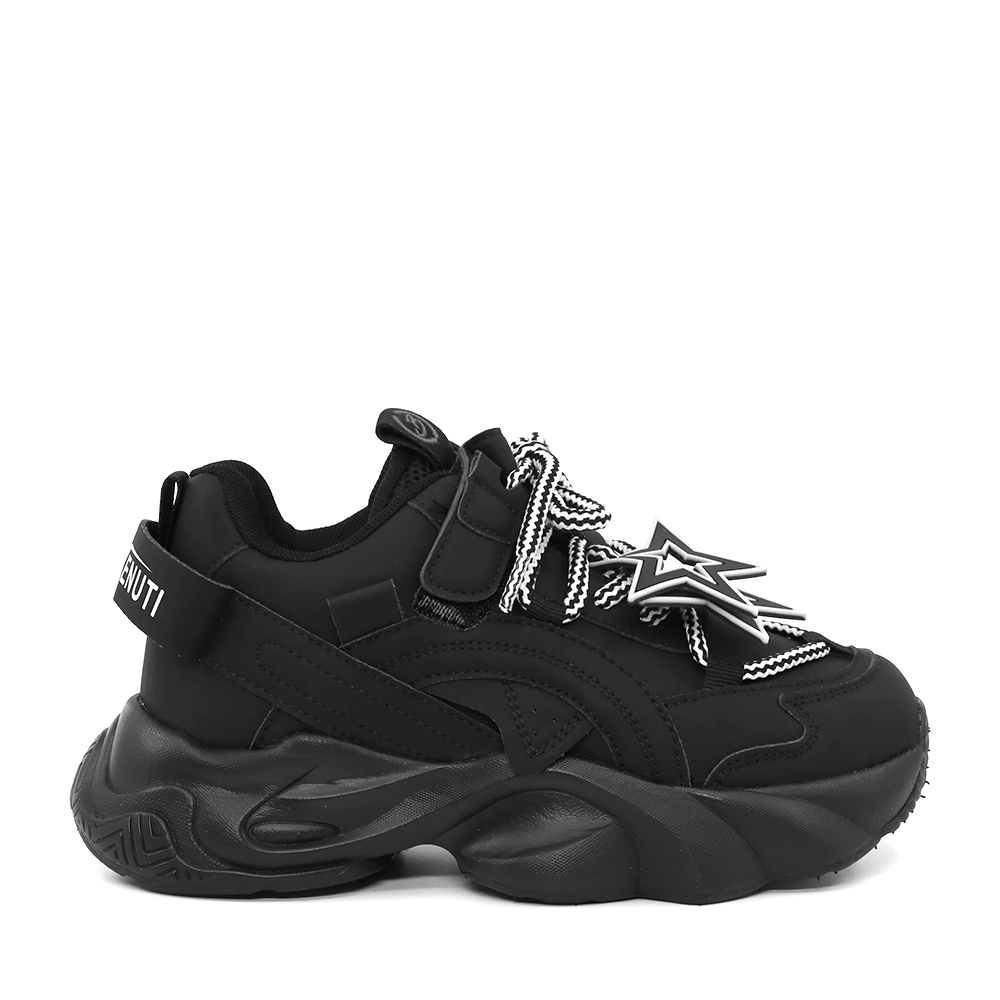 Sneakers sport copii Benvenuti negre din piele 3792fg161n