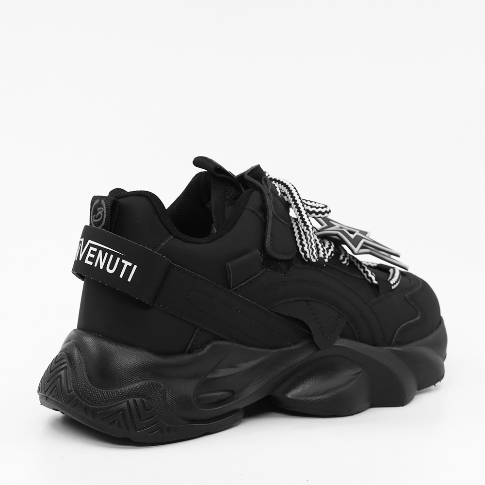 Sneakers sport copii Benvenuti negre din piele 3792fg161n