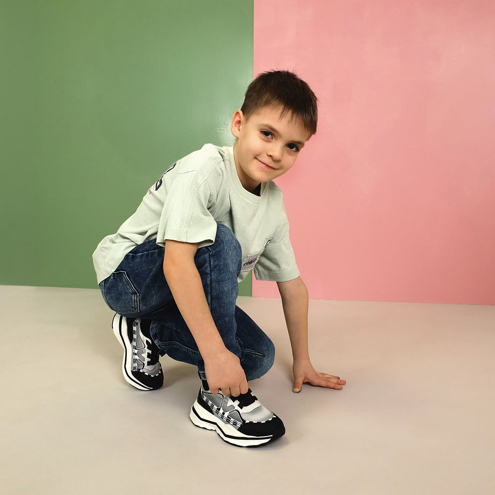 Sneakers baieți Benvenuti negri din material textil  3791MP008NA — imaginea 2