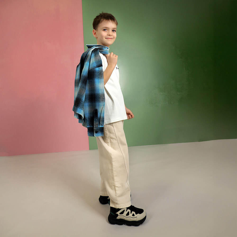 Sneakers baieți Benvenuti negri din piele și  material textil  3791MP019N - imagine 2