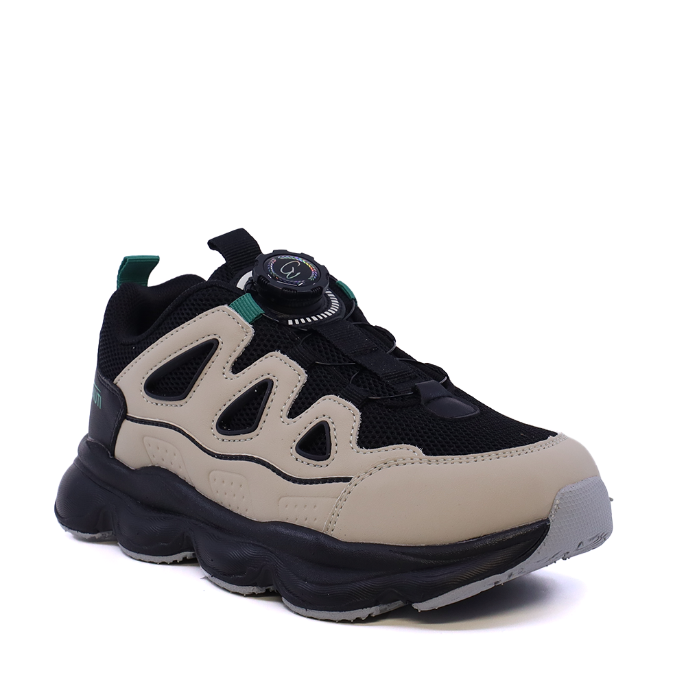 Sneakers baieți Benvenuti negri din piele și  material textil  3791MP019N