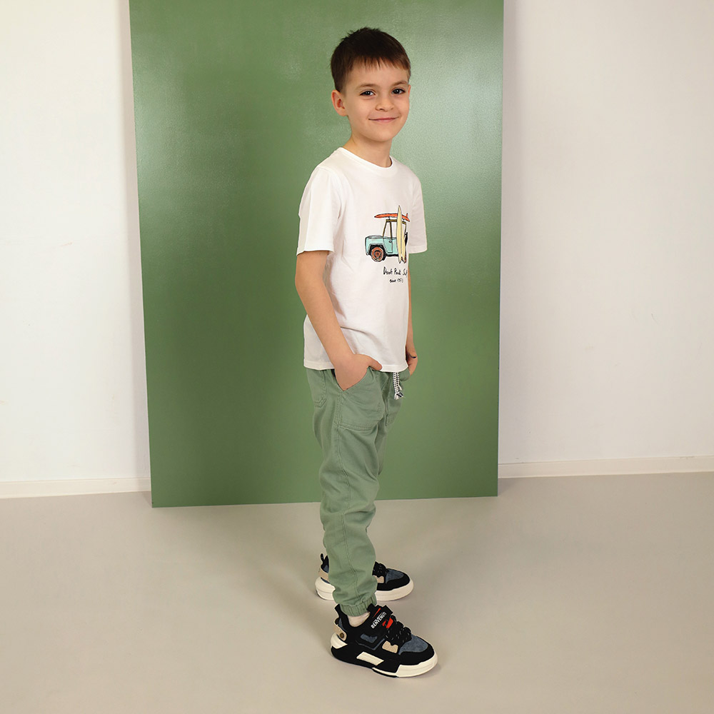 Sneakers baieți Benvenuti negri din piele și  material textil  3791MP023N - imagine 2