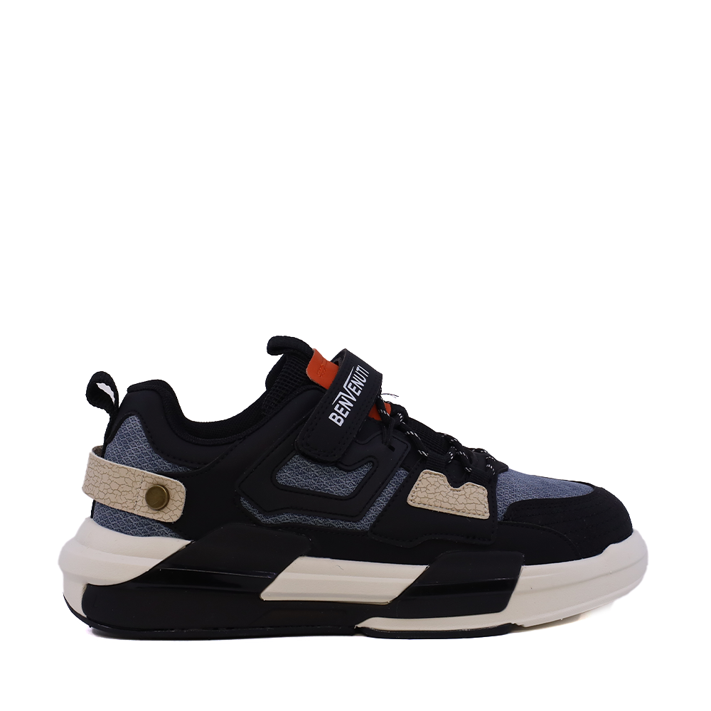 Adidasi baieti Benvenuti negri din piele si  material textil  3791MP023N