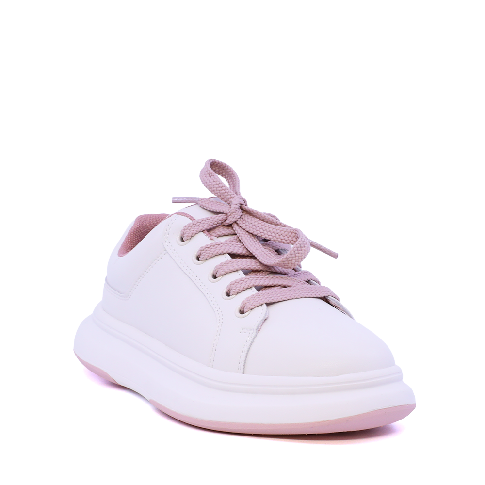Sneakers fete Benvenuti albi din piele 3792FP065A