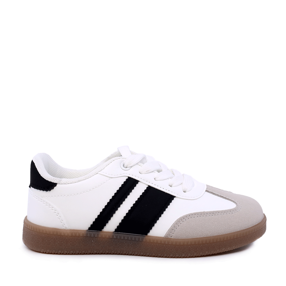 Adidasi fetite Benvenuti albi cu detalii negre  1411FP0329A