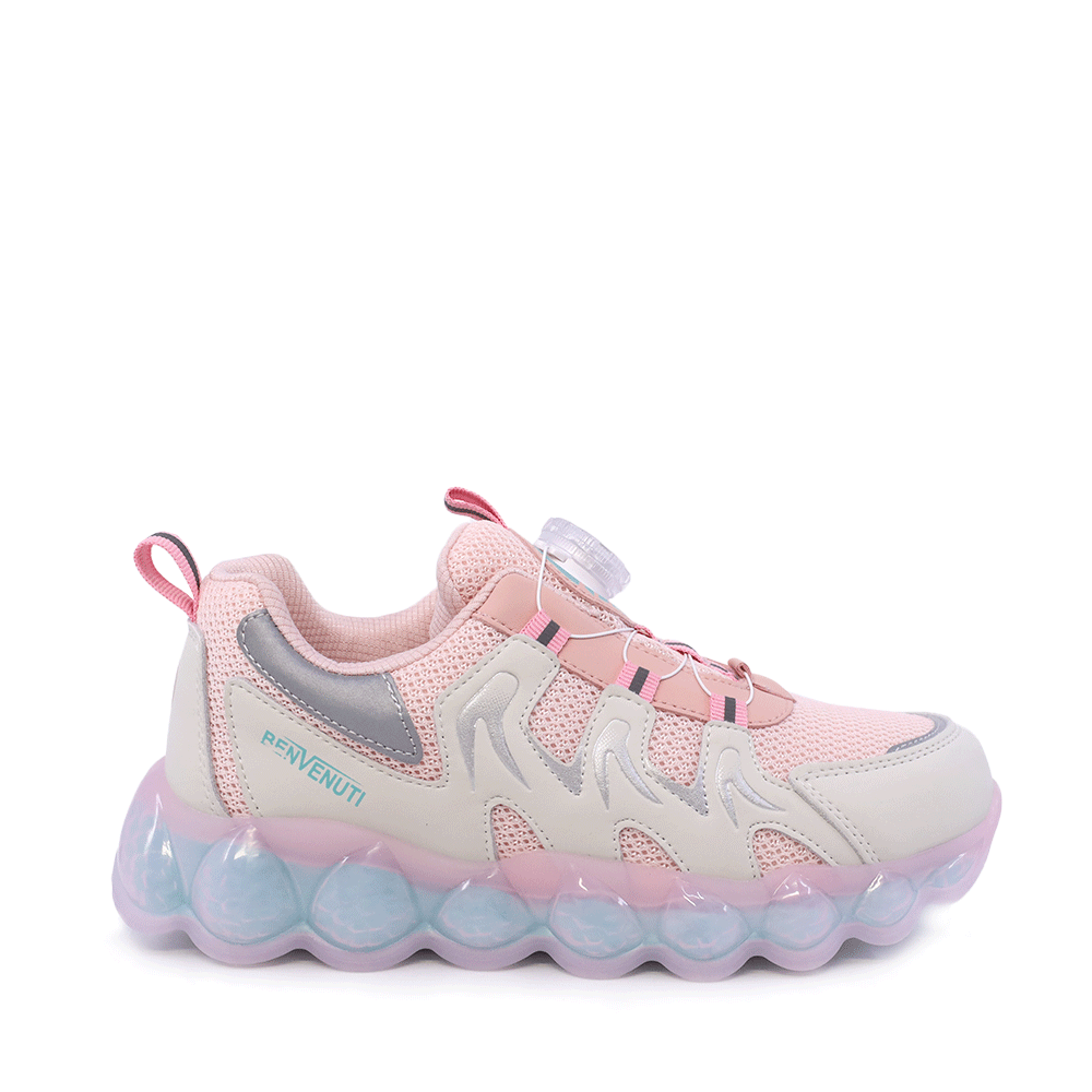 Adidasi fetite Benvenuti roz din piele si  material textil  3791FP014RO