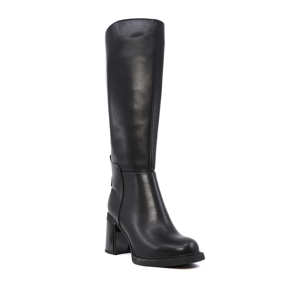 Cizme cu toc mediu femei Benvenuti negre din piele naturală 1270DC2462N - 1 | YEO