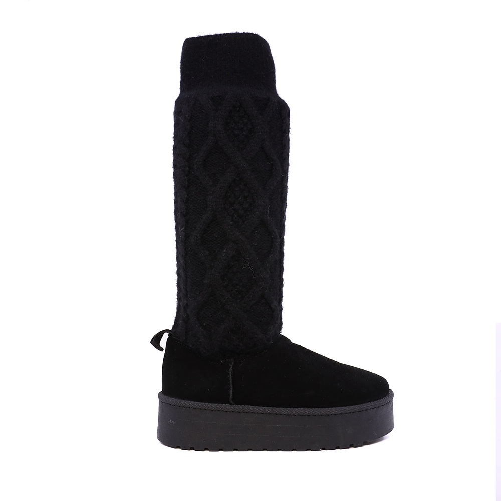 Cizme femei Benvenuti negre din piele întoarsă si material textil  1410DC1129VN