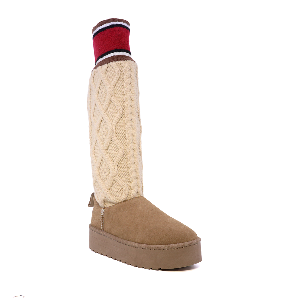 Cizme femei Benvenuti taupe  din piele întoarsă si material textil  1410DC1129VTA - 1 | YEO