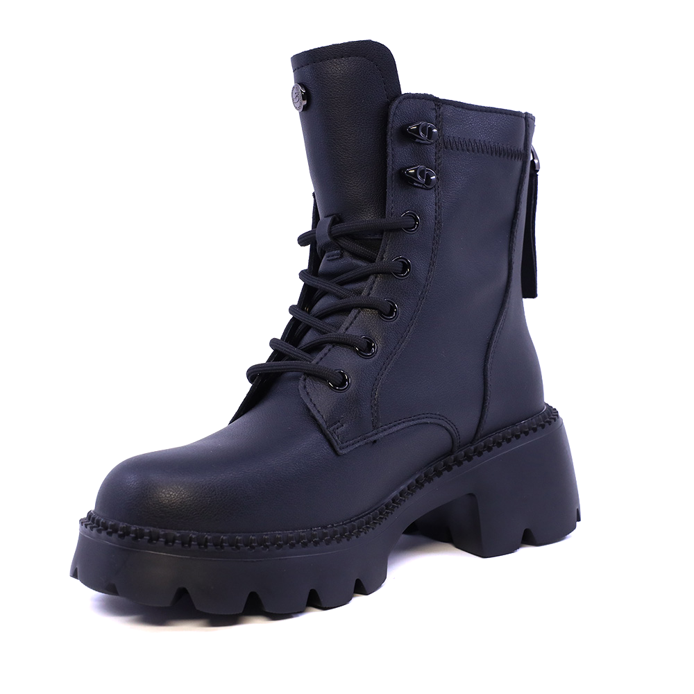 Ghete biker femei Benvenuti negre din piele 3742DG230N