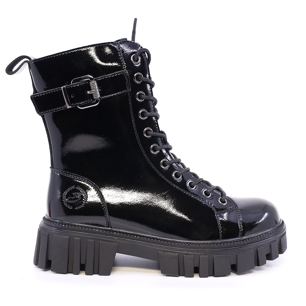 Ghete biker femei  Benvenuti negre din piele lăcuită   3740DG130LN