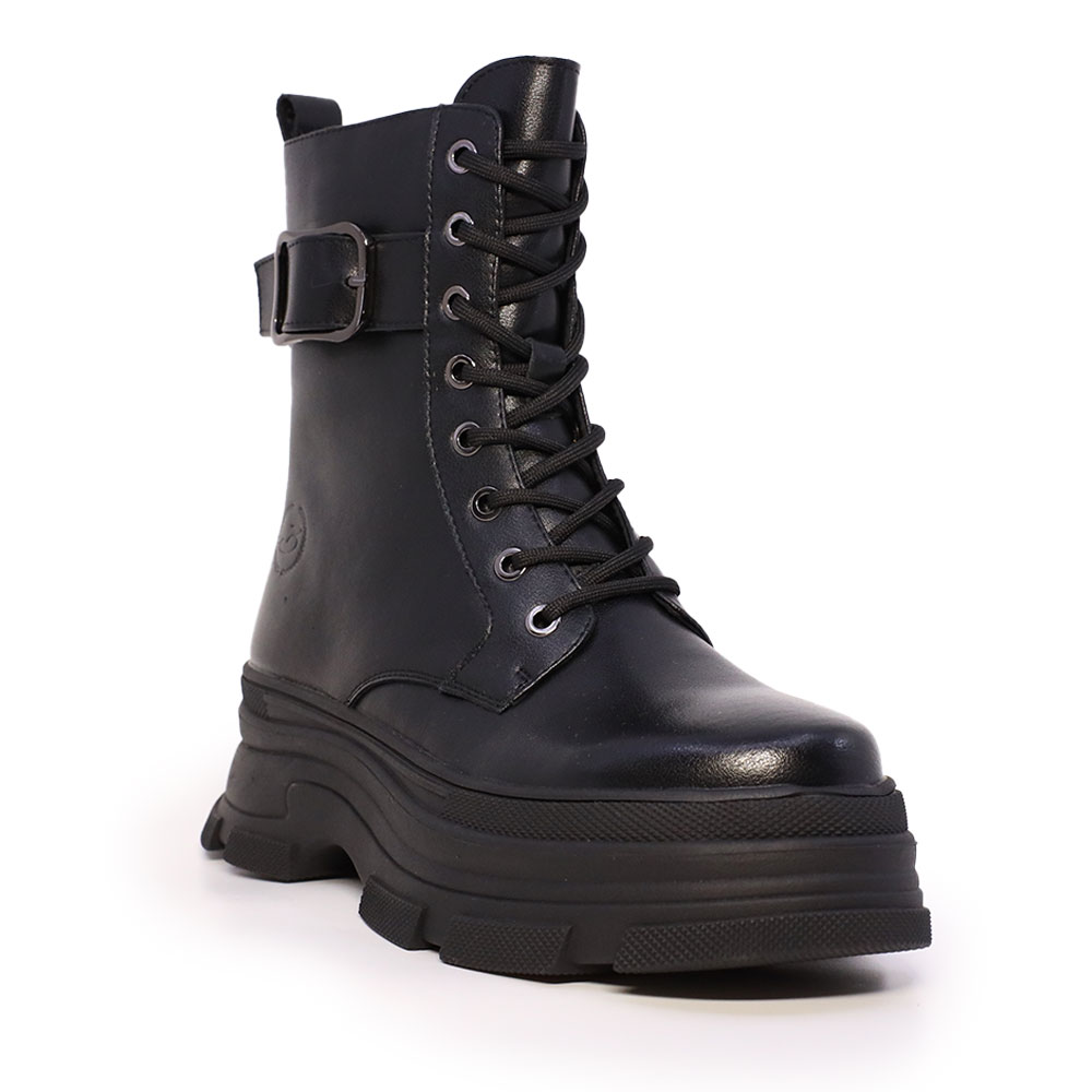 Ghete biker pentru femei Benvenuti negre din piele  3740DG015N - 1 | YEO