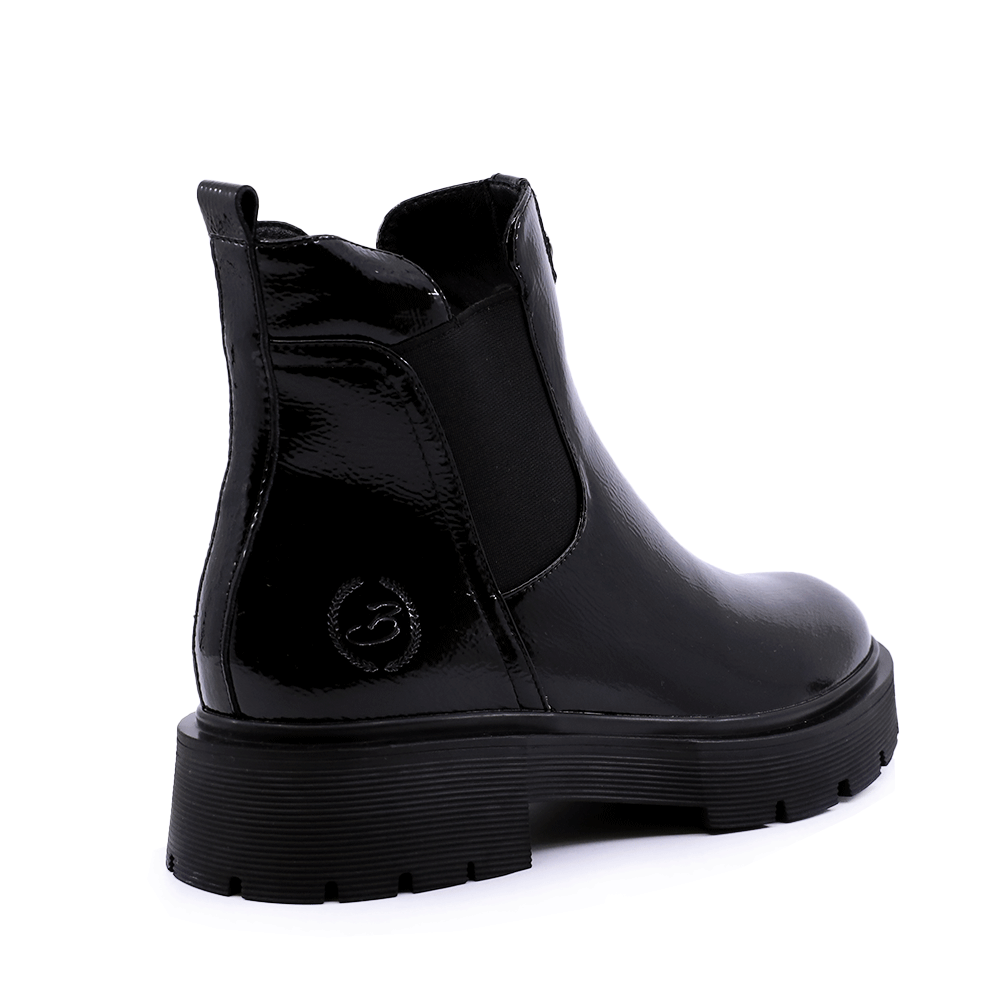 Ghete chelsea femei Benvenuti negre din piele naturală lăcuită 3740DG149LN