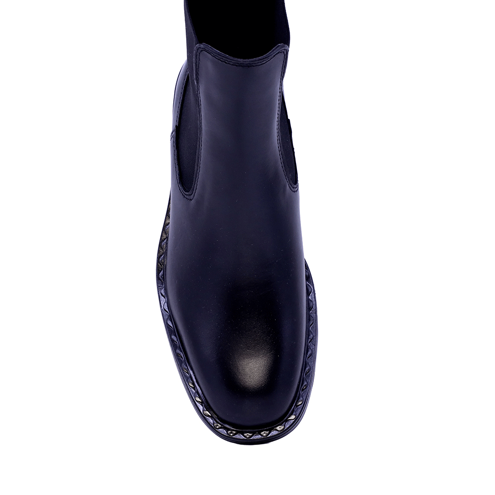 Ghete chelsea femei Benvenuti negre din piele si textil 682dg25817n