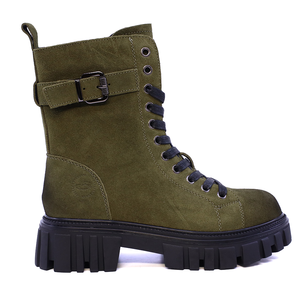Ghete chunky femei Benvenuti kaki din piele întoarsă 3742DG130VKA