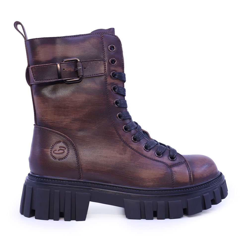 Ghete chunky femei Benvenuti maro din piele 3742DG130TDM
