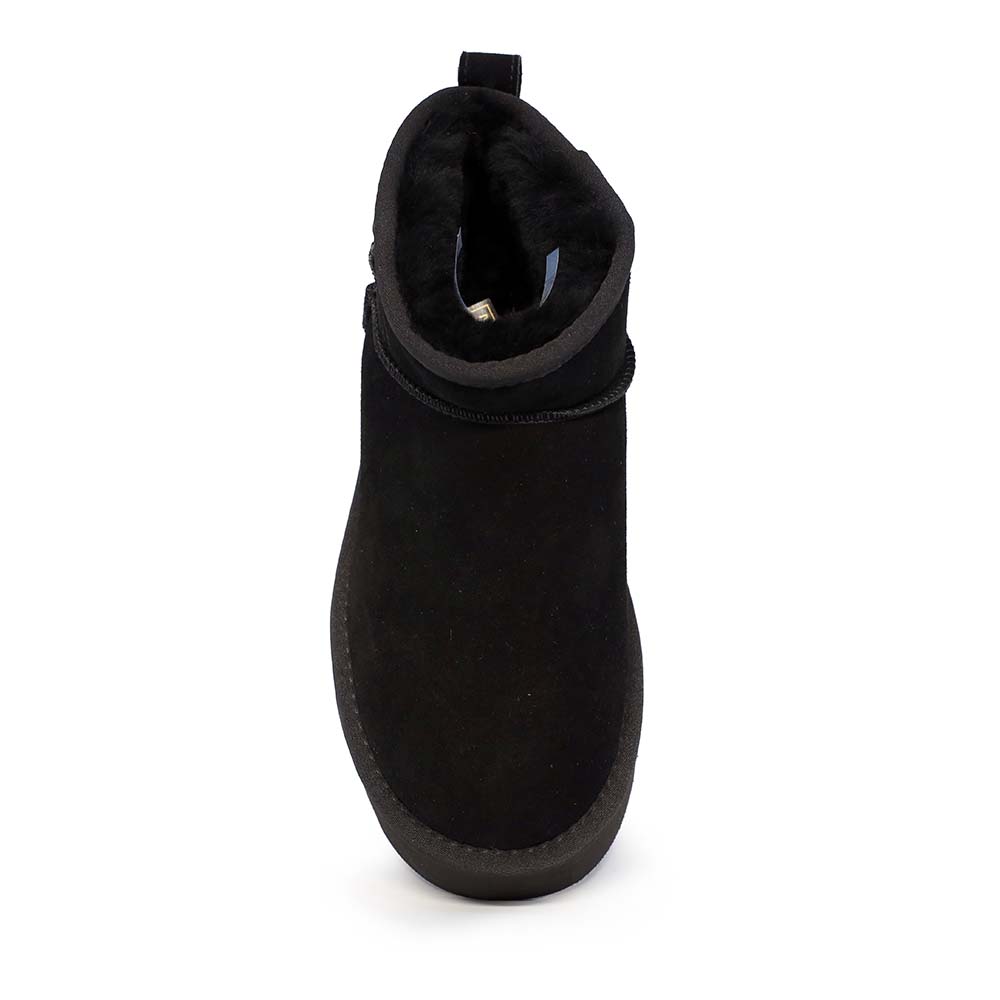 Ghete cu blană naturală femei  Benvenuti negre din piele întoarsă 3350DG0202VN