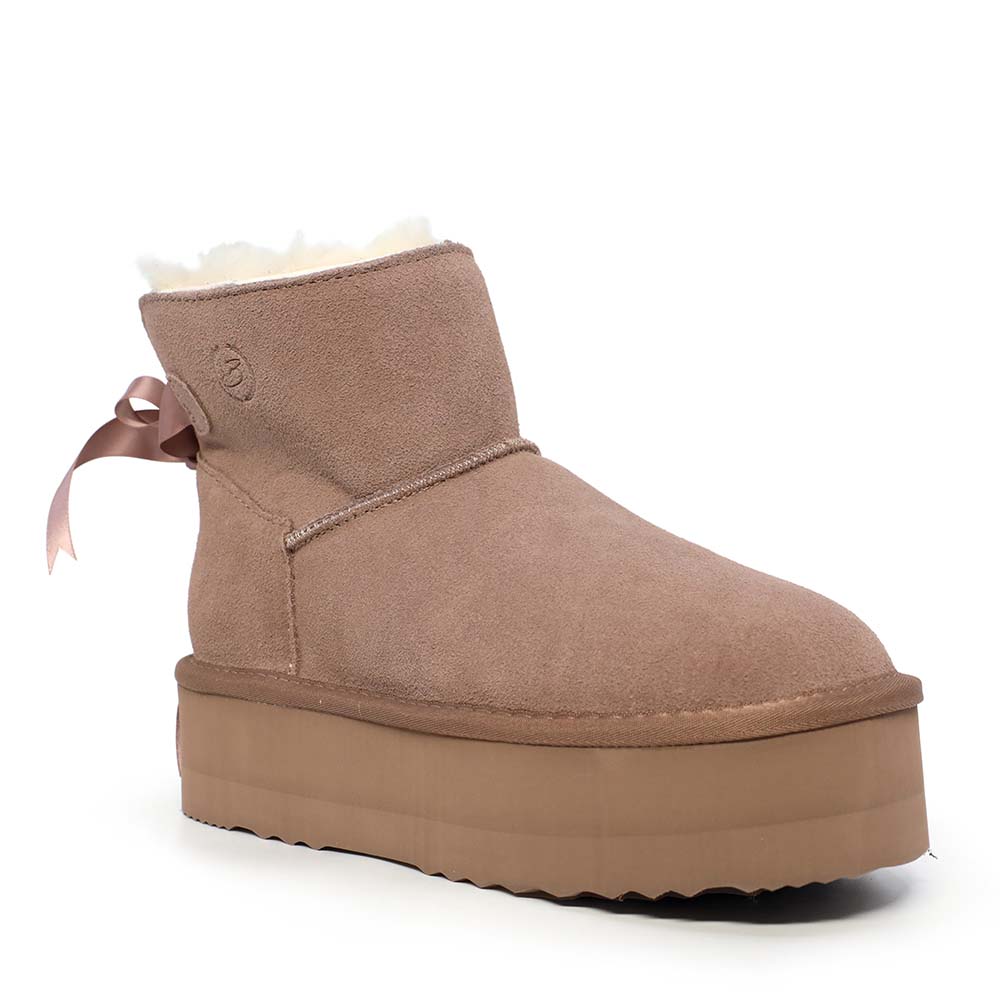 Ghete cu blană naturală femei  Benvenuti taupe din piele întoarsă 3350DG1030VTA - 1 | YEO