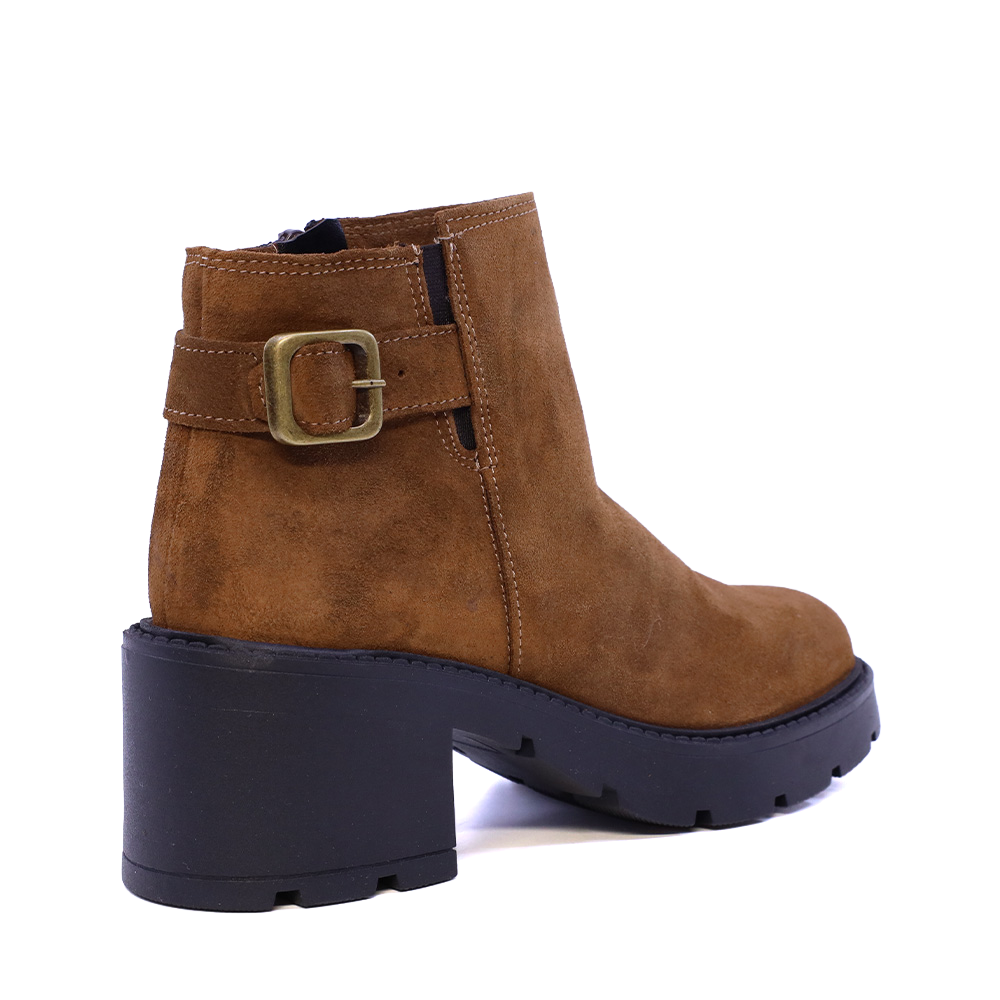 Ghete cu toc femei Benvenuti maro camel din piele întoarsă 512DG3275VCA