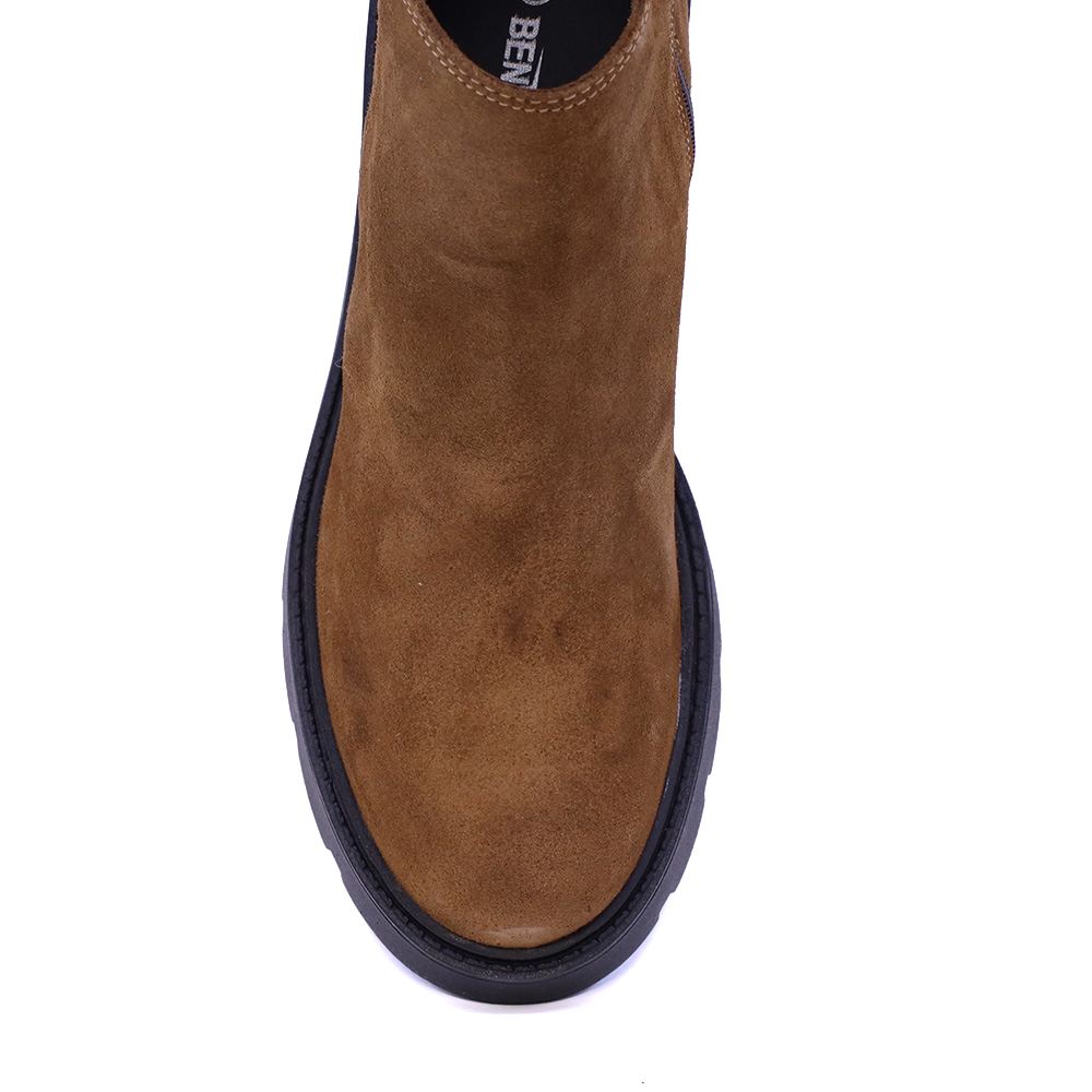 Ghete cu toc femei Benvenuti maro camel din piele întoarsă 512DG3275VCA
