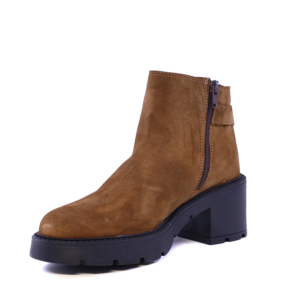 Ghete cu toc femei Benvenuti maro camel din piele întoarsă 512DG3275VCA